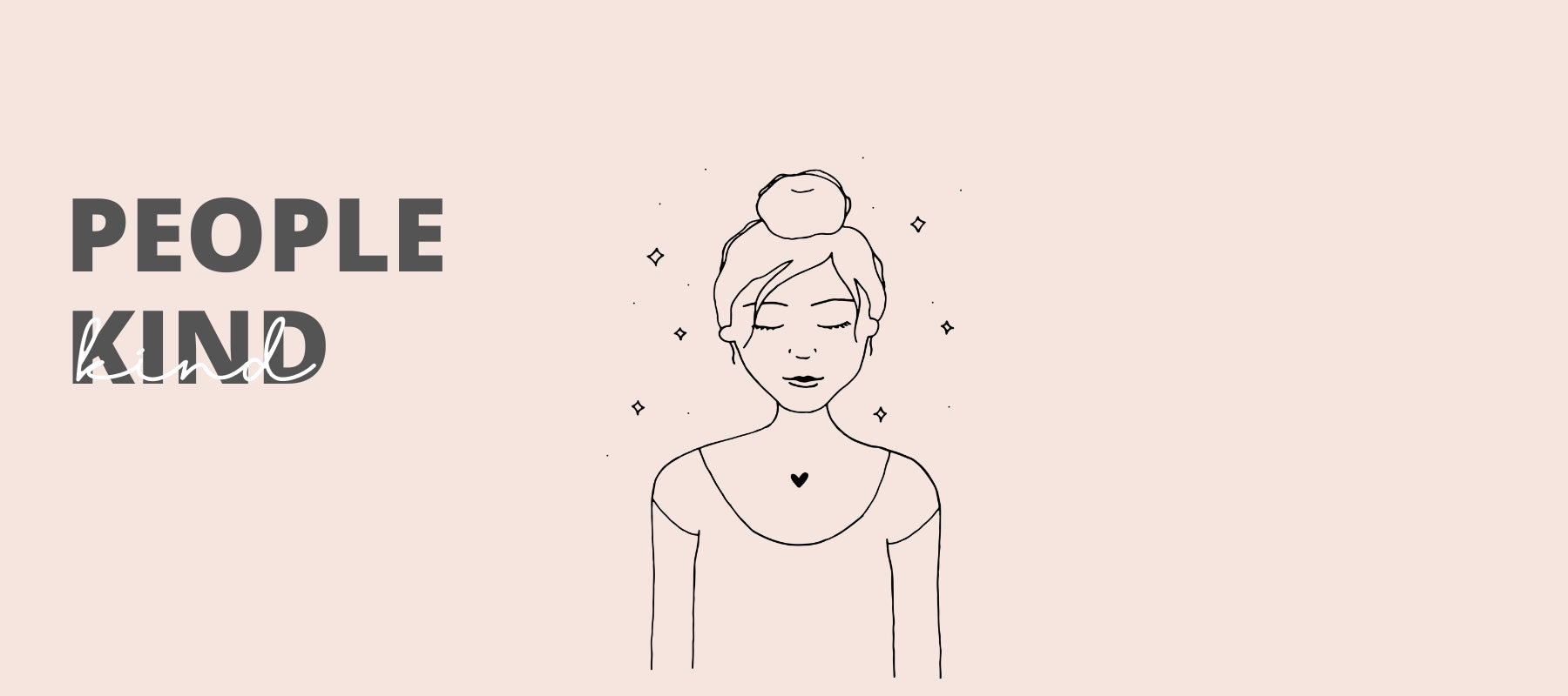 Beautiful doodle image of a woman who feels happy and content because she know that her bodycare is doing good, not harm to people.