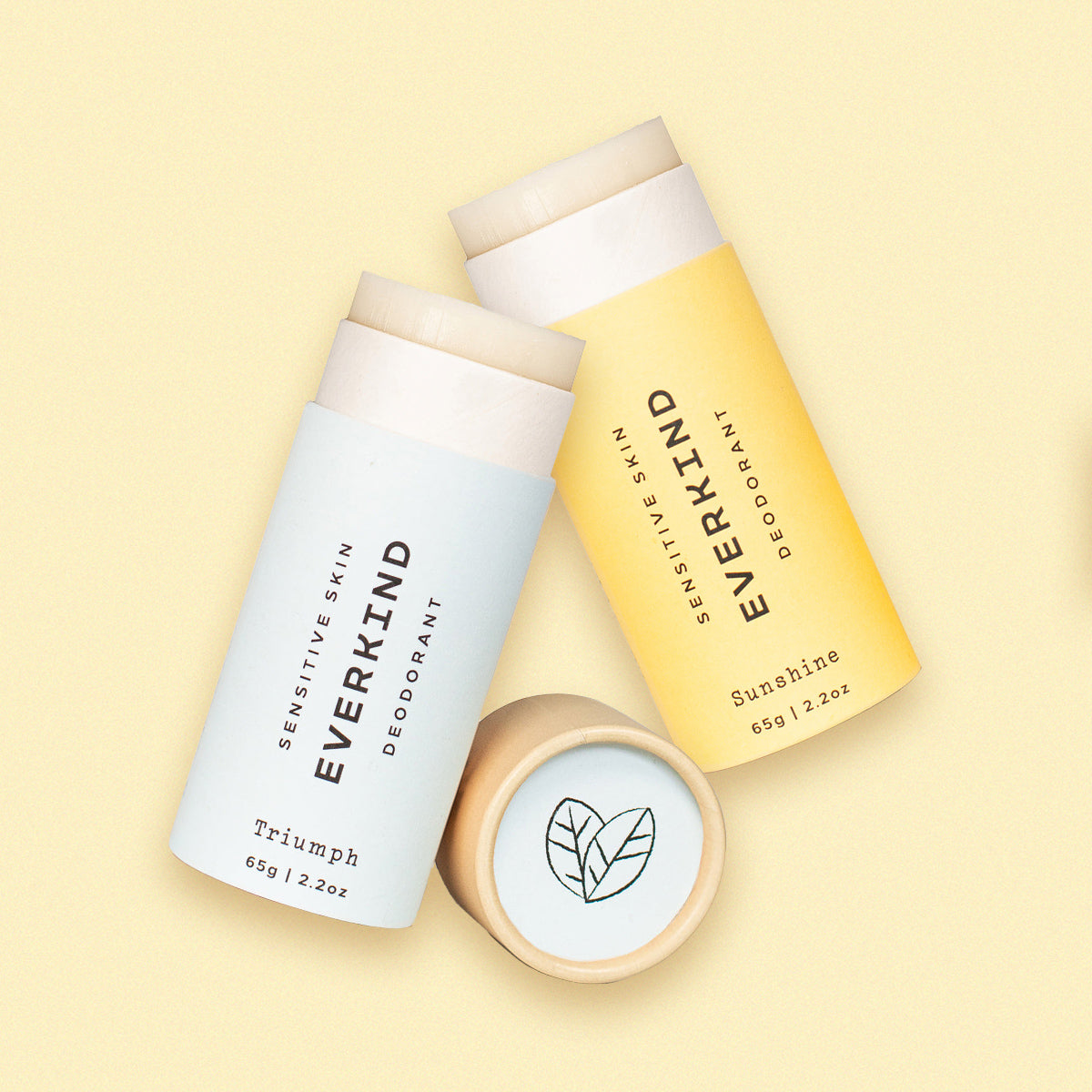 Everkind has a sensitive skin deodorant bundle to care for underarms that can't tolerate sodium bicarbonate. Made with supplement quality marine magnesium Sunshine and Triumph are your gentle pick.